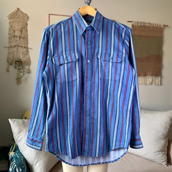 Vintage Sears Wearmaster Stripped Long Sleeve Causal Shirt Heritage Normcore - Picture 2 of 16